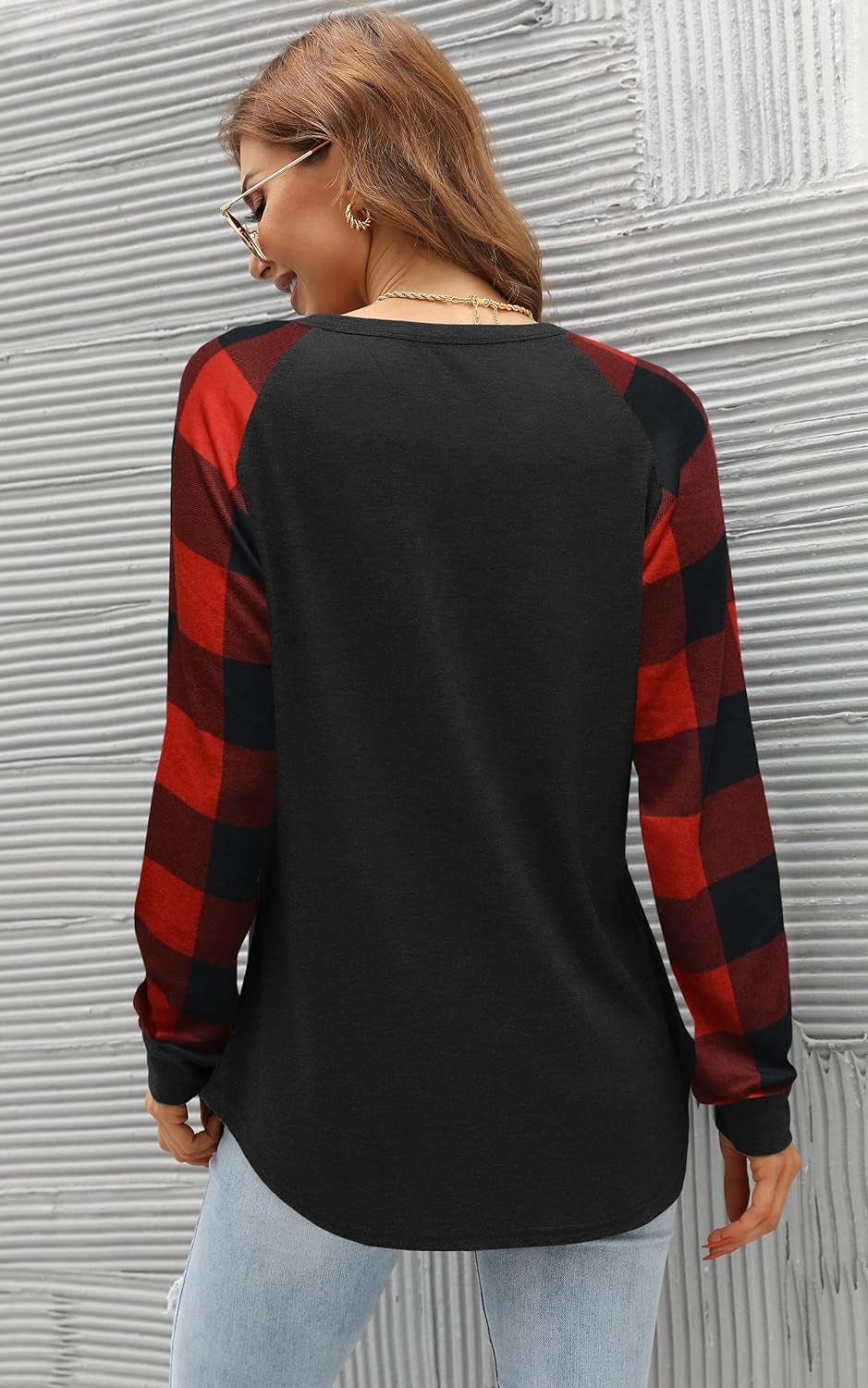 Women's Long Sleeve Crew Neck Casual Tunics - Trendy Loose Fit Tops