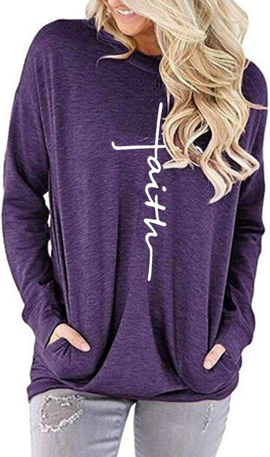 Live in Faith – Women’s Pocket Sweatshirt, Loose Fit Long Sleeve