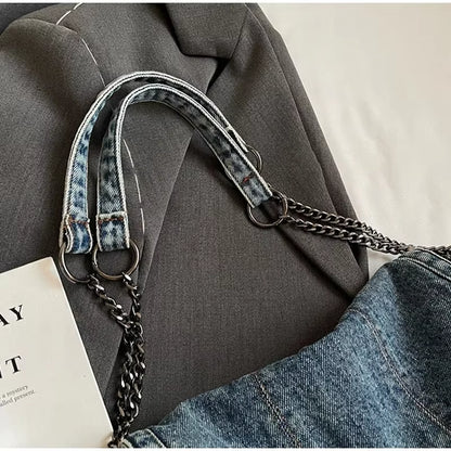 Elevate Your Style with the Classic American Retro Denim Canvas Shoulder Bag