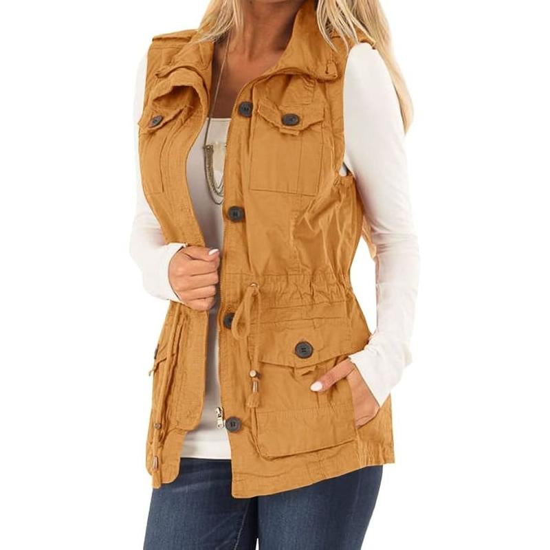 Elevate Your Style with the Chic & Versatile Imily Bela Women’s Military Utility Vest Featuring a Drawstring Waist