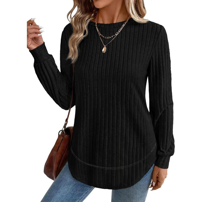 WIHOLL Women’s Curved Hem Tunic – Versatile Long Sleeve Top for Fall Fashion
