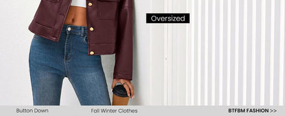 Elevate Your Fall Wardrobe with the Chic BTFBM Faux Leather Motorcycle Jacket for Women