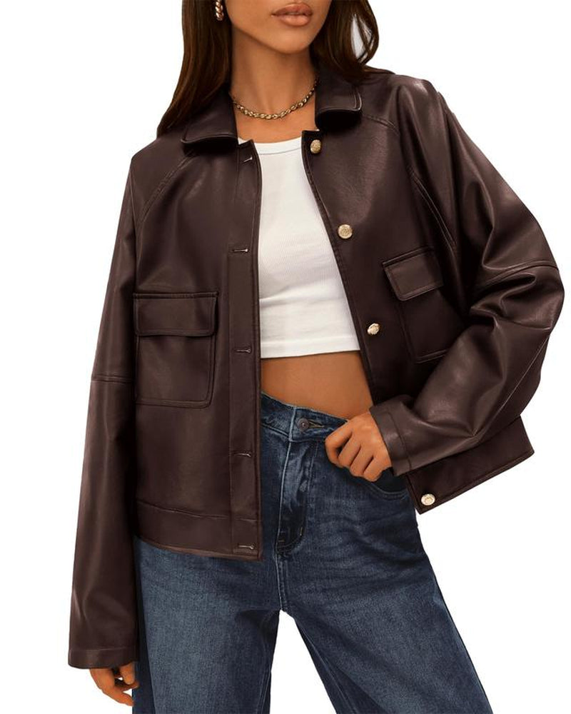 Elevate Your Fall Wardrobe with the Chic BTFBM Faux Leather Motorcycle Jacket for Women