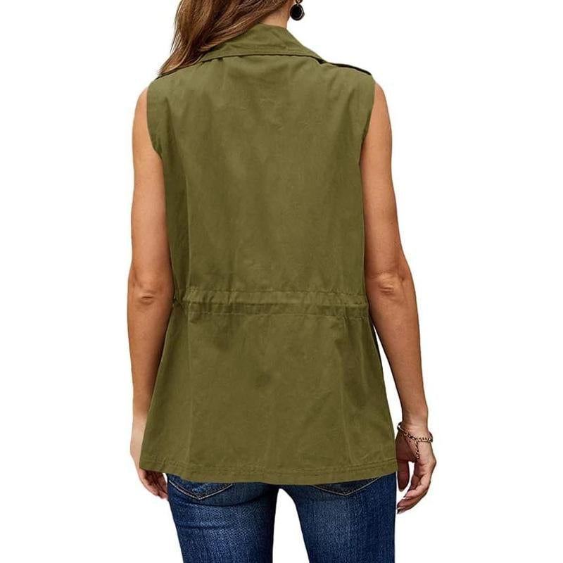 Elevate Your Style with the Chic & Versatile Imily Bela Women’s Military Utility Vest Featuring a Drawstring Waist