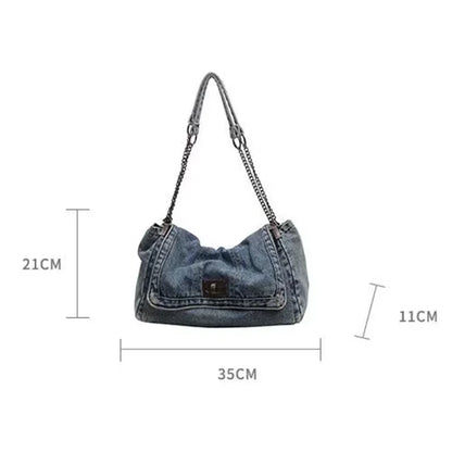 Elevate Your Style with the Classic American Retro Denim Canvas Shoulder Bag