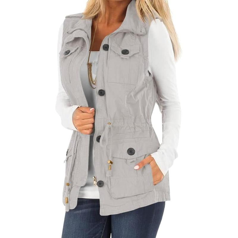 Elevate Your Style with the Chic & Versatile Imily Bela Women’s Military Utility Vest Featuring a Drawstring Waist