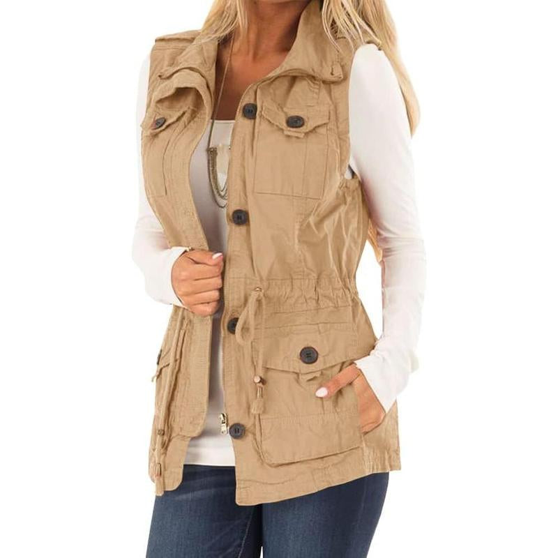 Elevate Your Style with the Chic & Versatile Imily Bela Women’s Military Utility Vest Featuring a Drawstring Waist