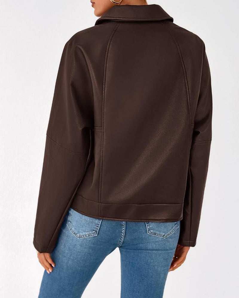 Elevate Your Fall Wardrobe with the Chic BTFBM Faux Leather Motorcycle Jacket for Women