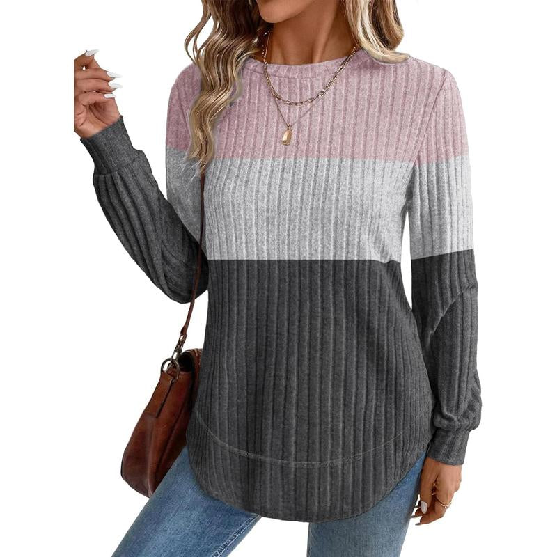 WIHOLL Women’s Curved Hem Tunic – Versatile Long Sleeve Top for Fall Fashion