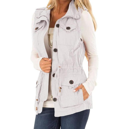 Elevate Your Style with the Chic & Versatile Imily Bela Women’s Military Utility Vest Featuring a Drawstring Waist