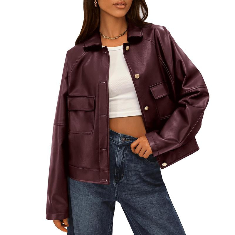 Elevate Your Fall Wardrobe with the Chic BTFBM Faux Leather Motorcycle Jacket for Women