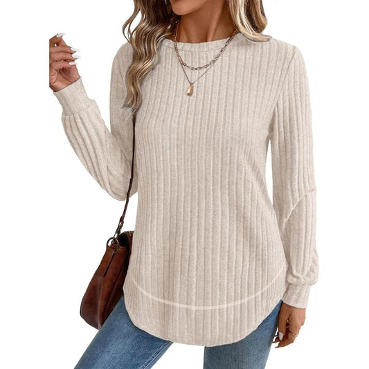 WIHOLL Women’s Curved Hem Tunic – Versatile Long Sleeve Top for Fall Fashion