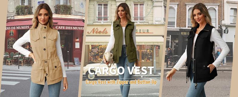 Elevate Your Style with the Chic & Versatile Imily Bela Women’s Military Utility Vest Featuring a Drawstring Waist