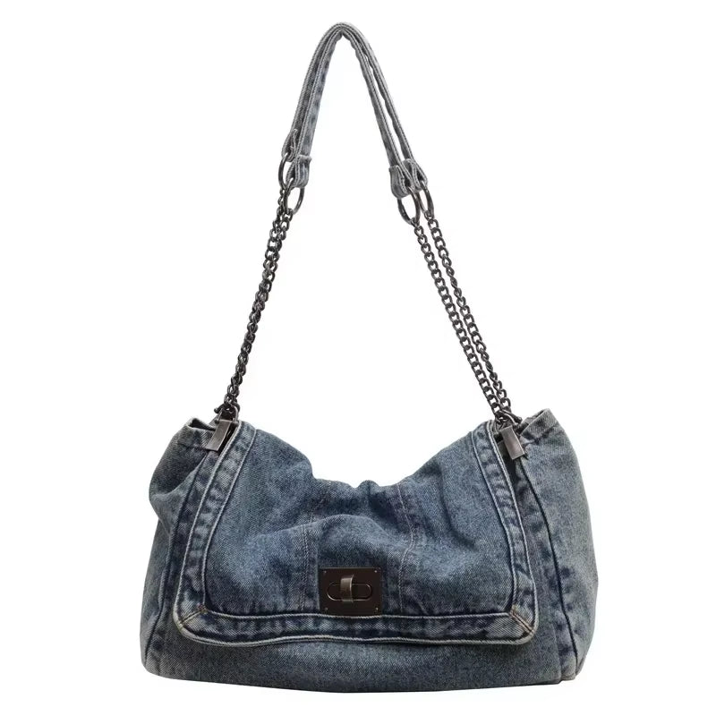 Elevate Your Style with the Classic American Retro Denim Canvas Shoulder Bag