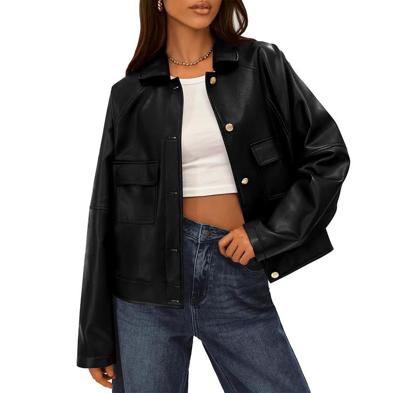 Elevate Your Fall Wardrobe with the Chic BTFBM Faux Leather Motorcycle Jacket for Women