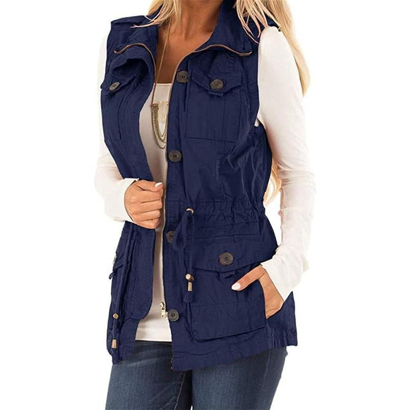 Elevate Your Style with the Chic & Versatile Imily Bela Women’s Military Utility Vest Featuring a Drawstring Waist