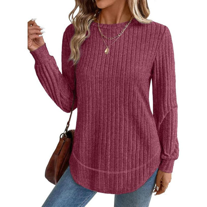 WIHOLL Women’s Curved Hem Tunic – Versatile Long Sleeve Top for Fall Fashion