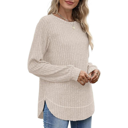 WIHOLL Women’s Curved Hem Tunic – Versatile Long Sleeve Top for Fall Fashion