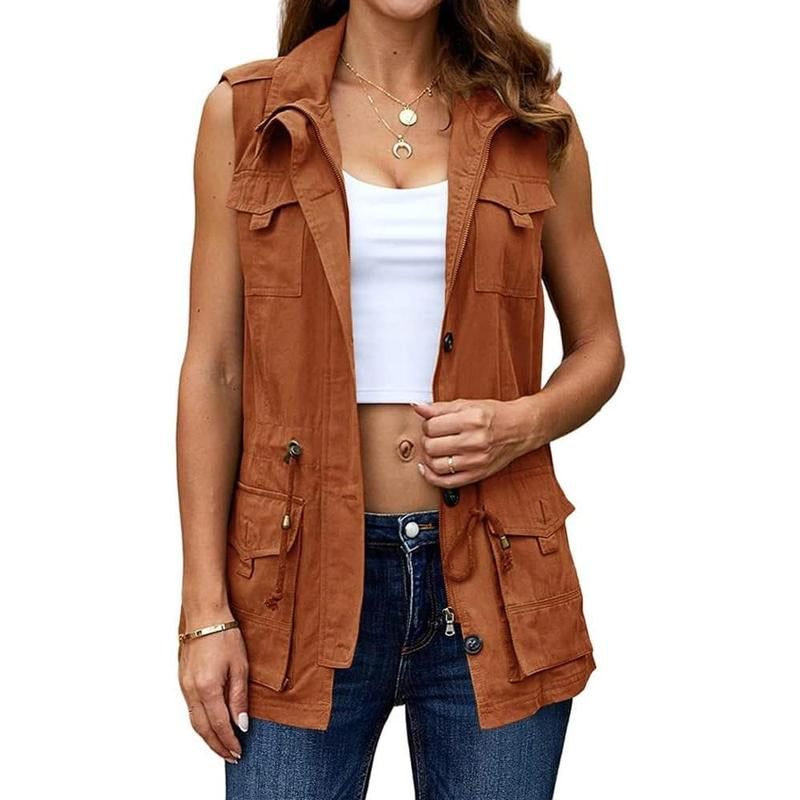Elevate Your Style with the Chic & Versatile Imily Bela Women’s Military Utility Vest Featuring a Drawstring Waist