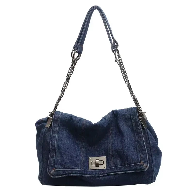 Elevate Your Style with the Classic American Retro Denim Canvas Shoulder Bag