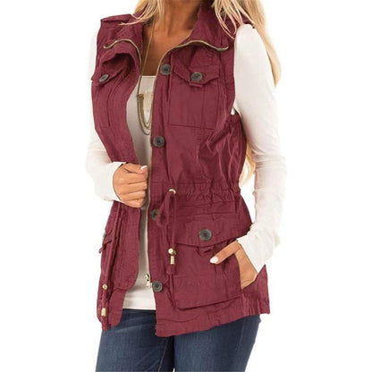 Elevate Your Style with the Chic & Versatile Imily Bela Women’s Military Utility Vest Featuring a Drawstring Waist