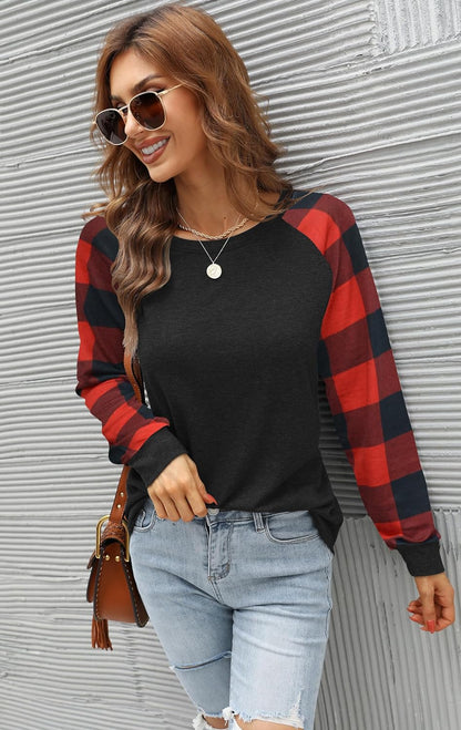 Women's Long Sleeve Crew Neck Casual Tunics - Trendy Loose Fit Tops