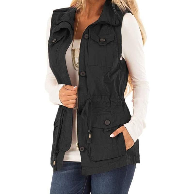 Elevate Your Style with the Chic & Versatile Imily Bela Women’s Military Utility Vest Featuring a Drawstring Waist