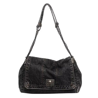 Elevate Your Style with the Classic American Retro Denim Canvas Shoulder Bag