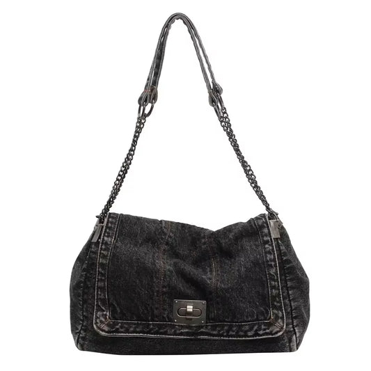Elevate Your Style with the Classic American Retro Denim Canvas Shoulder Bag