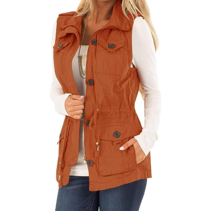 Elevate Your Style with the Chic & Versatile Imily Bela Women’s Military Utility Vest Featuring a Drawstring Waist