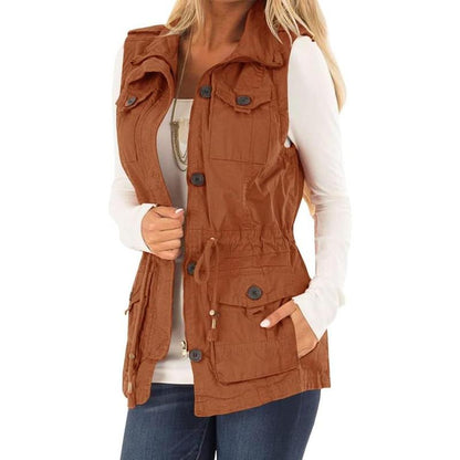 Elevate Your Style with the Chic & Versatile Imily Bela Women’s Military Utility Vest Featuring a Drawstring Waist