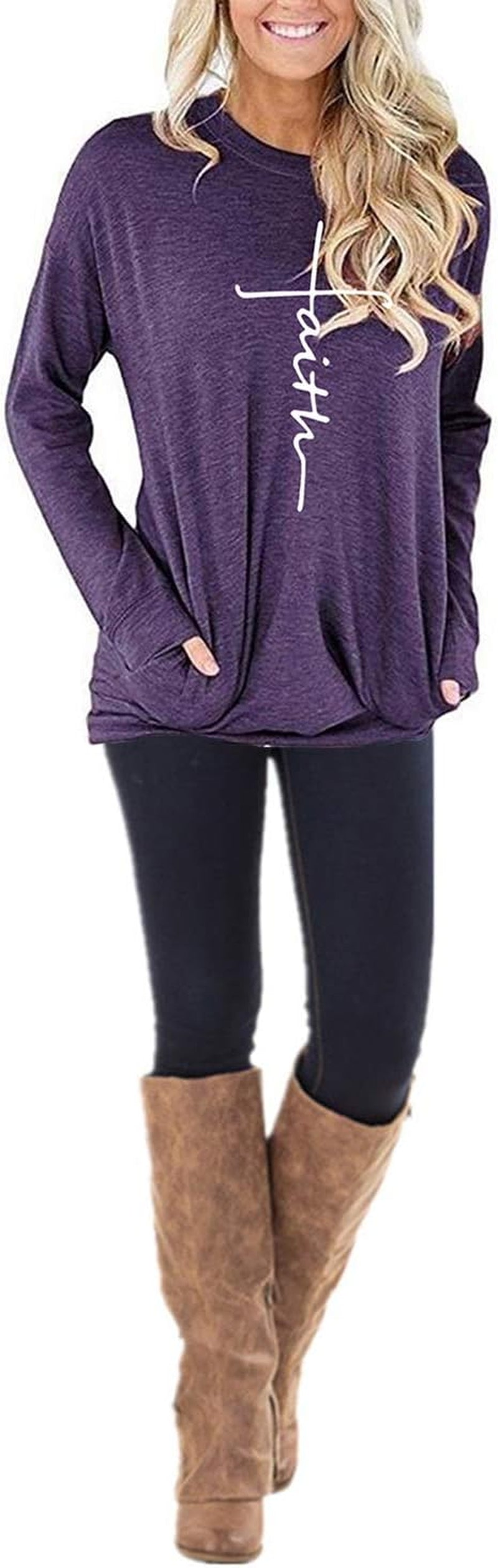 Live in Faith – Women’s Pocket Sweatshirt, Loose Fit Long Sleeve